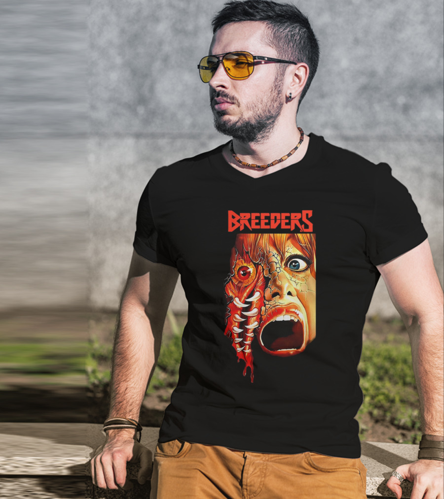 Breeders Horror Movie Artwork With Distorted Face And Eye T-Shirt