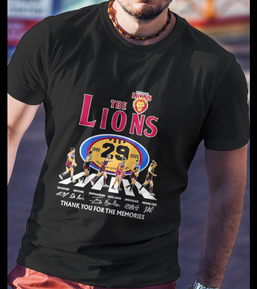 Brisbane Lions The Lions 29 Years 1996-2025 Thank You For The Memories Signatures T-Shirt