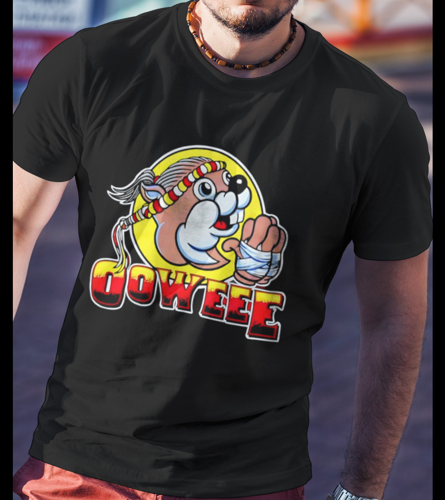 Buc-ee's Ooweee Muay Thai Beaver With Headband And Wrapped Fist T-Shirt