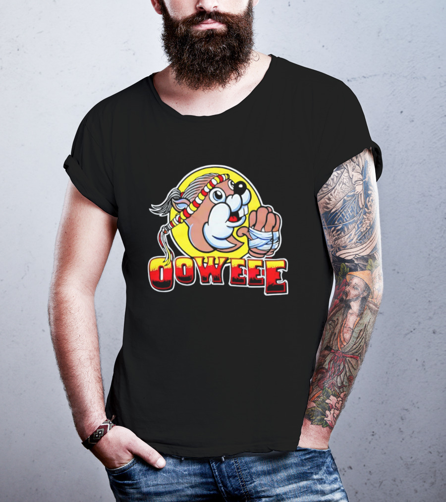 Buc-ee's Ooweee Muay Thai Beaver With Headband And Wrapped Fist T-Shirt