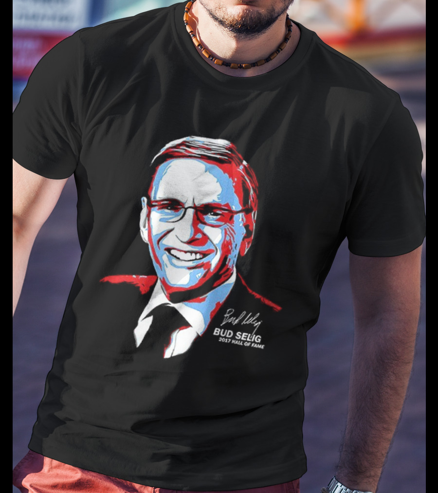 Bud Selig Commissioner Signature Red Blue White T-Shirt