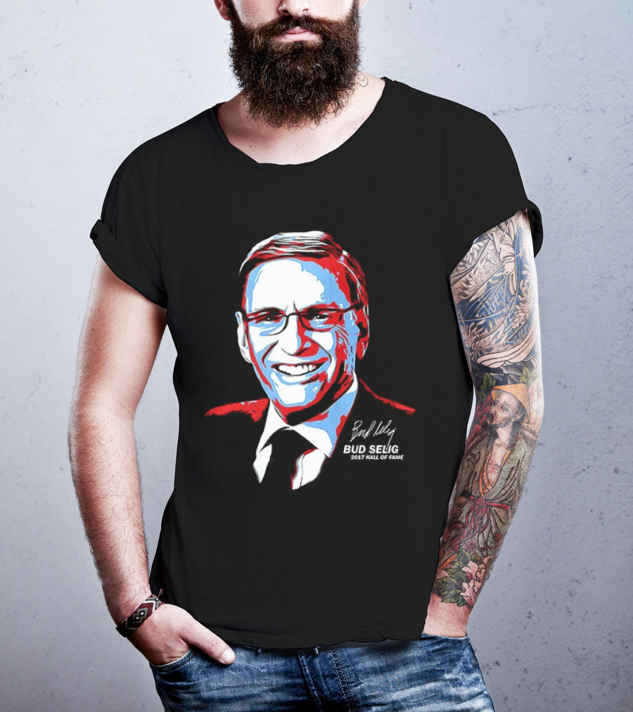 Bud Selig Commissioner Signature Red Blue White T-Shirt
