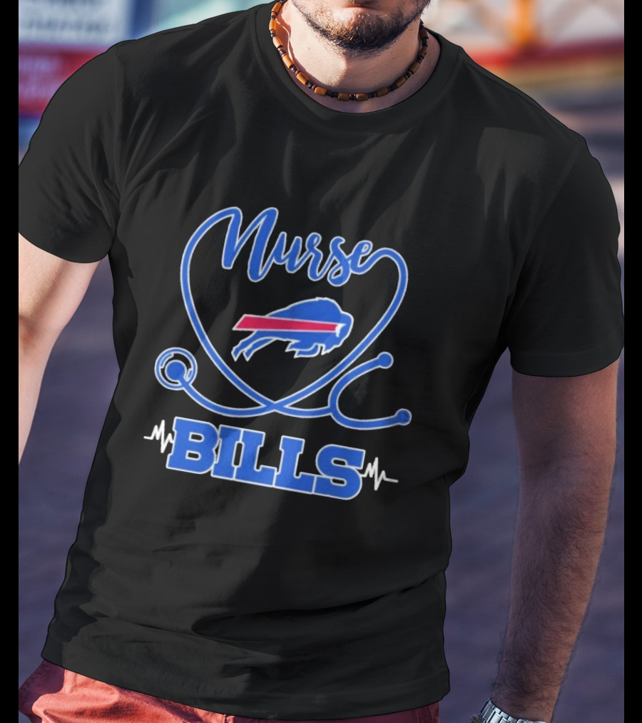 Nurse Buffalo Bills Stethoscope Heartbeat T-Shirt