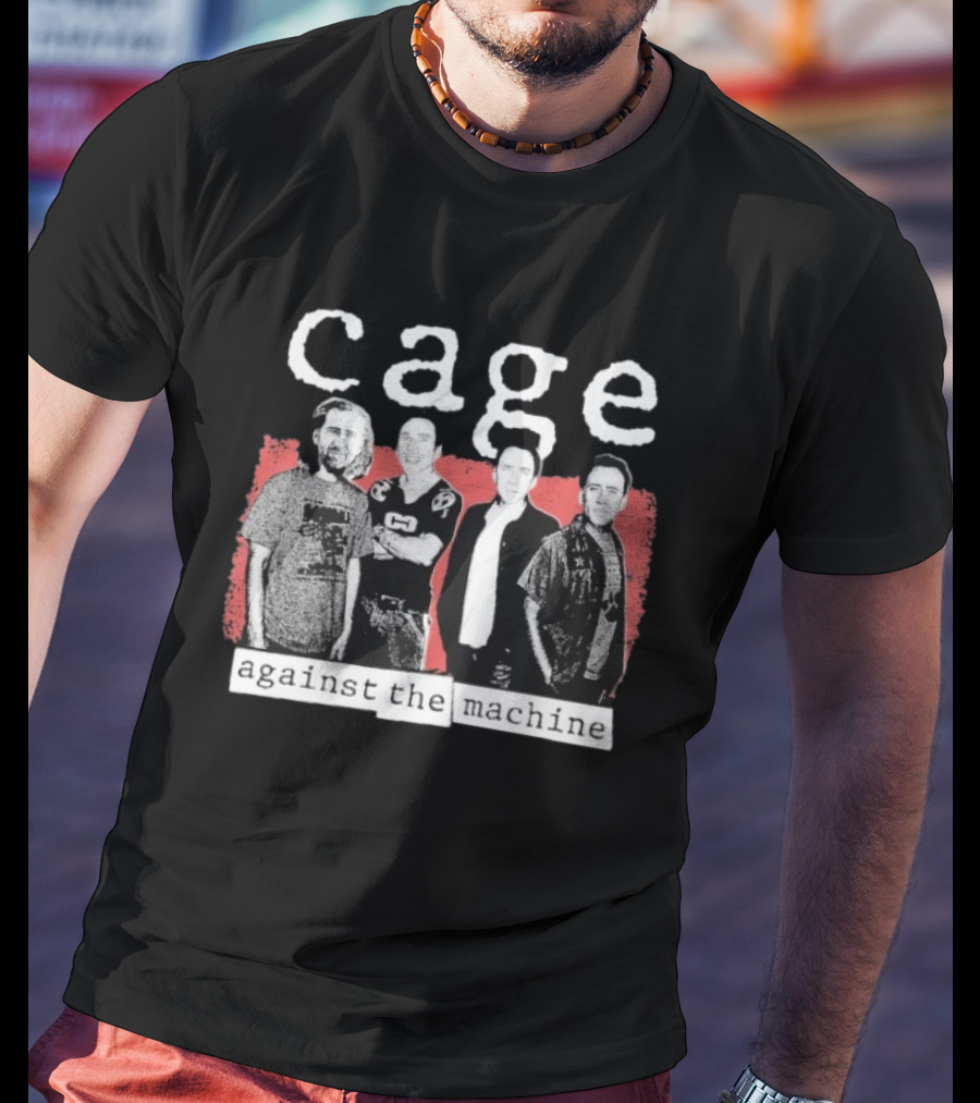 Cage Against The Machine Nicholas Sports Jersey Black White Red T-Shirt