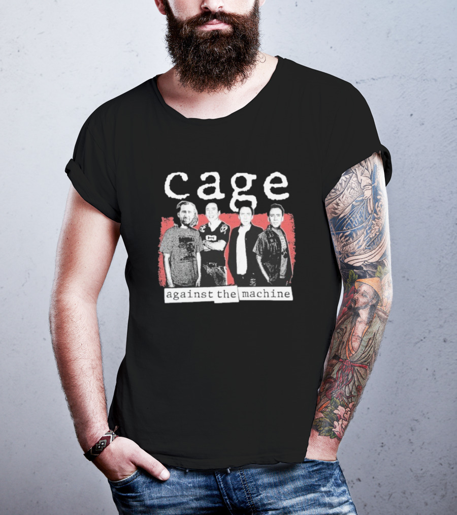 Cage Against The Machine Nicholas Sports Jersey Black White Red T-Shirt