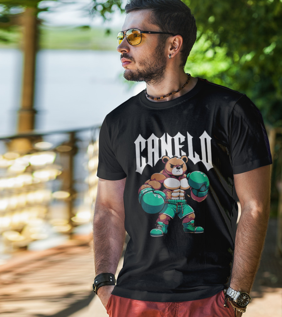 Canelo Bear Boxing Cartoon Bear With Gloves And Shorts T-Shirt