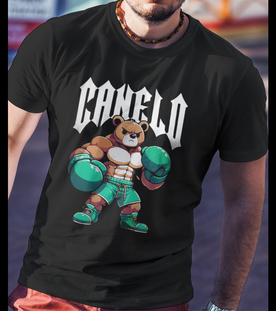 Canelo Bear Boxing Cartoon Bear With Gloves And Shorts T-Shirt