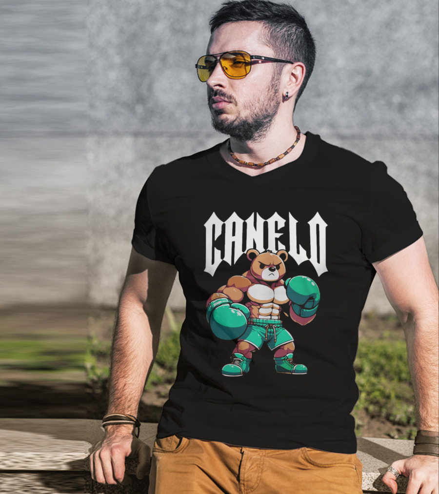 Canelo Bear Boxing Cartoon Bear With Gloves And Shorts T-Shirt