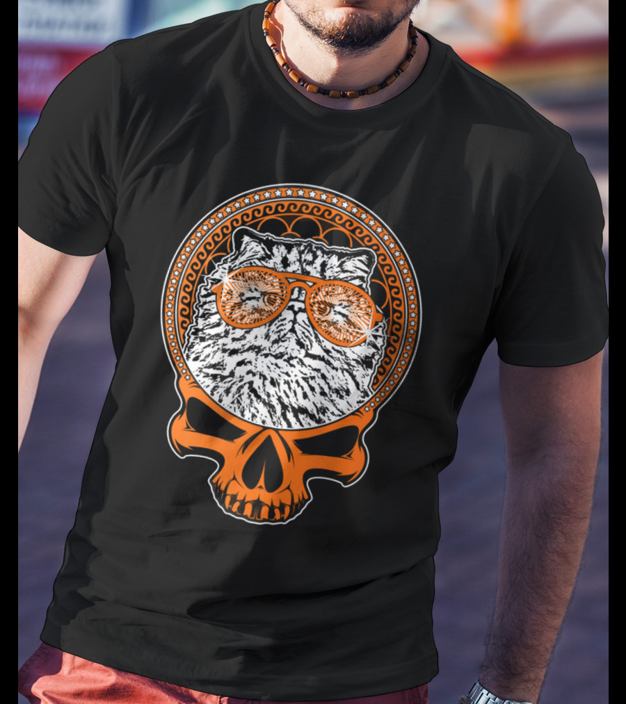 CATTY STYLE Skull Cat With Sunglasses T-Shirt