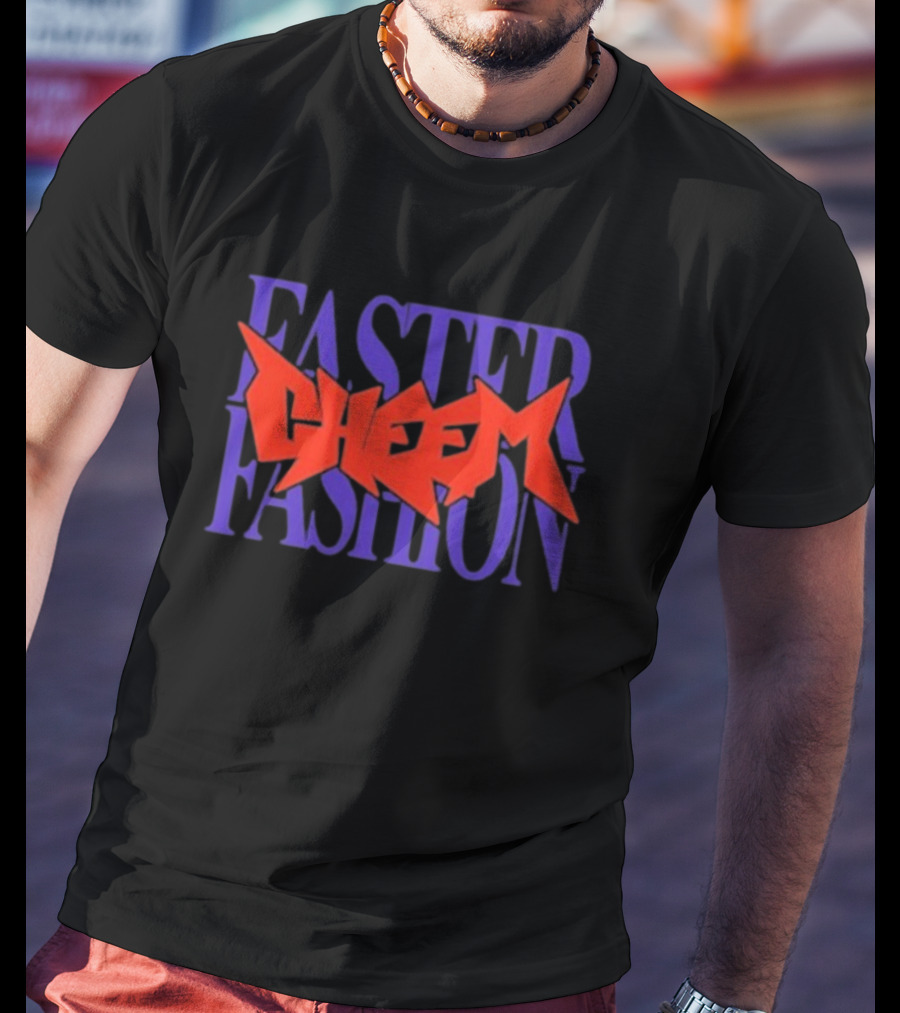 Faster Fashion Cheem Bold Red And Purple Typography T-Shirt