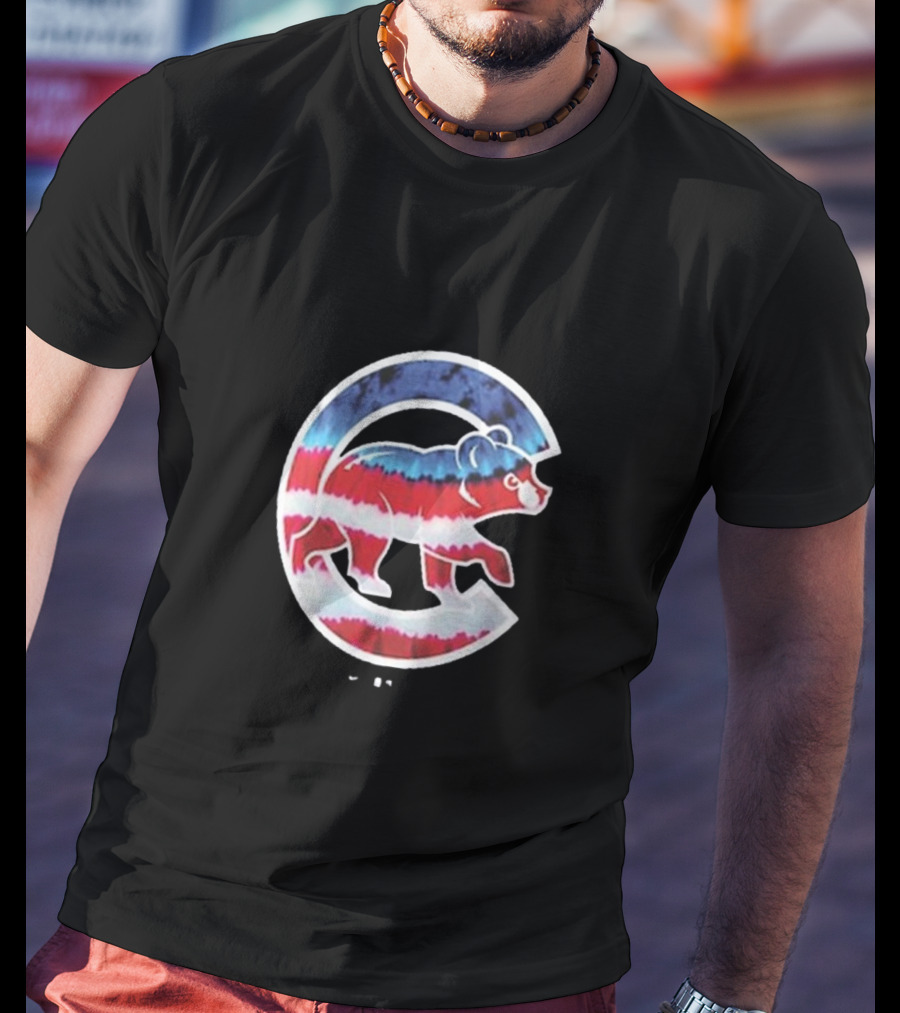 Chicago Cubs Americana Tie-Dye Bear Logo T-Shirt