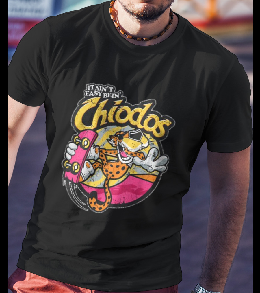 It Ain't Easy Bein' Chiodos Skateboard Cheetah Black T-Shirt