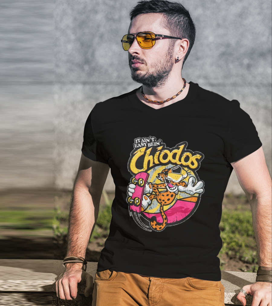 It Ain't Easy Bein' Chiodos Skateboard Cheetah Black T-Shirt