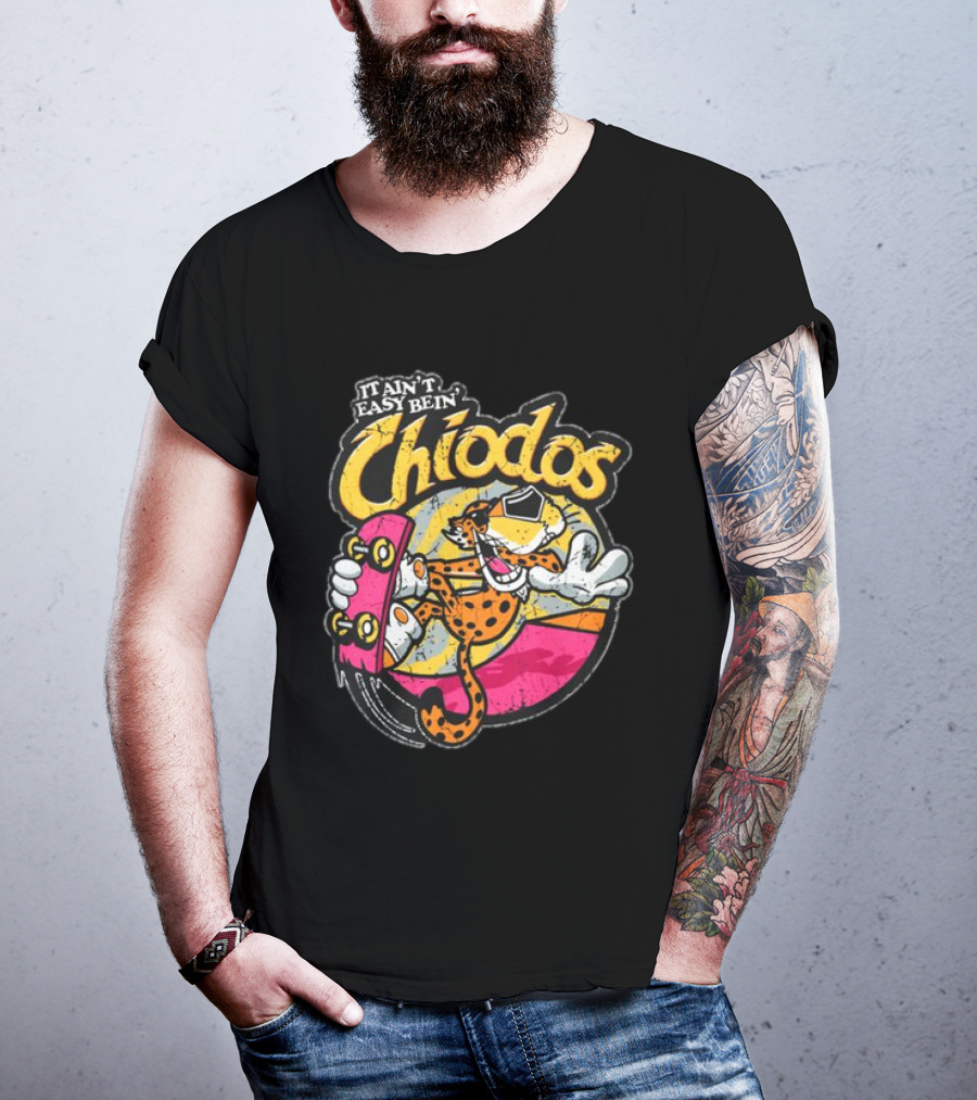 It Ain't Easy Bein' Chiodos Skateboard Cheetah Black T-Shirt