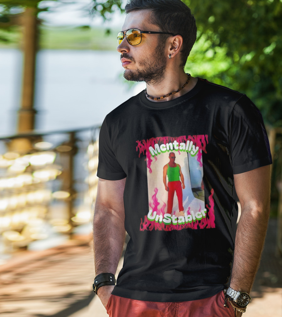 Mentally Unstabler Flaming Outfit Vibrant Red Pants T-Shirt