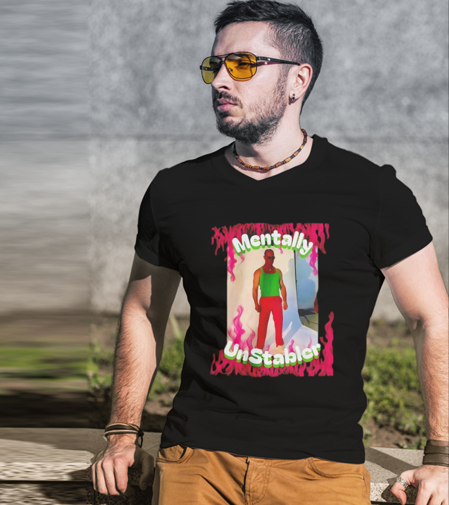 Mentally Unstabler Flaming Outfit Vibrant Red Pants T-Shirt