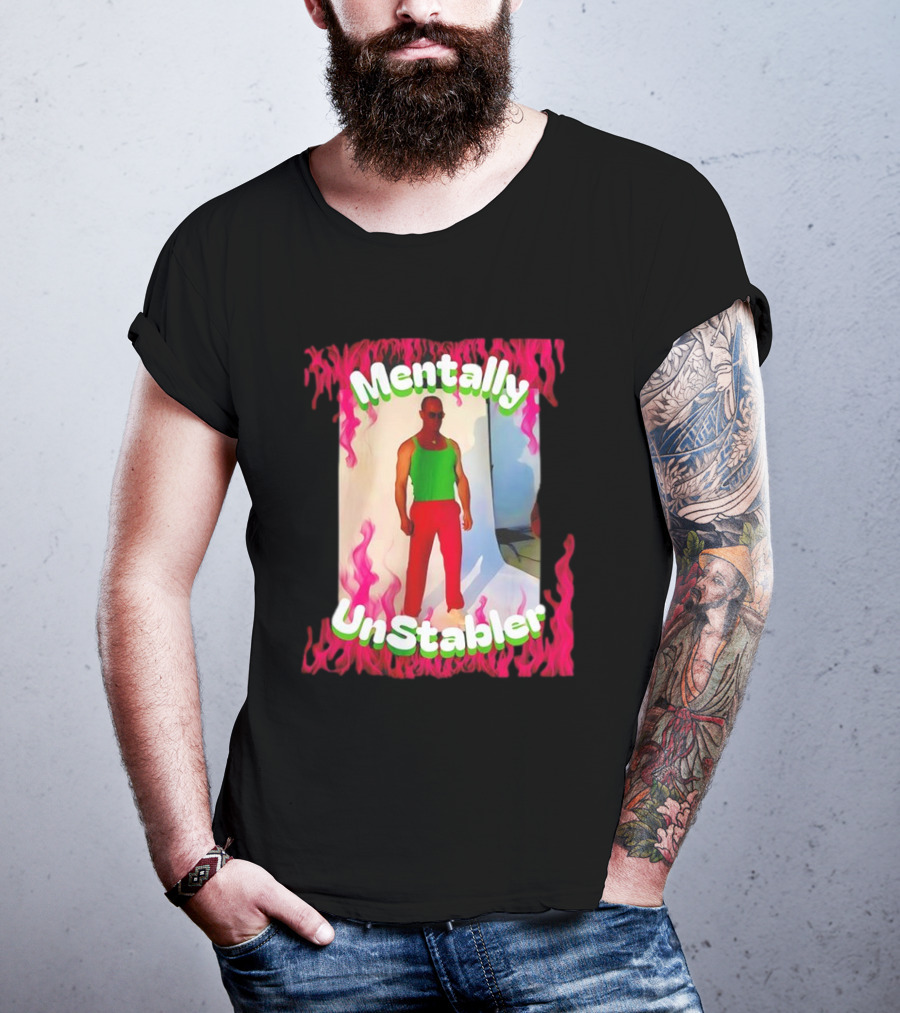 Mentally Unstabler Flaming Outfit Vibrant Red Pants T-Shirt