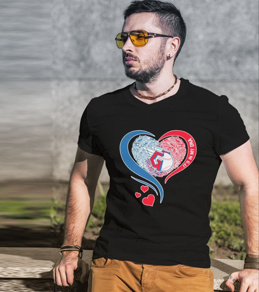 Cleveland Guardians It's In My DNA Heart Baseball Fingerprint T-Shirt