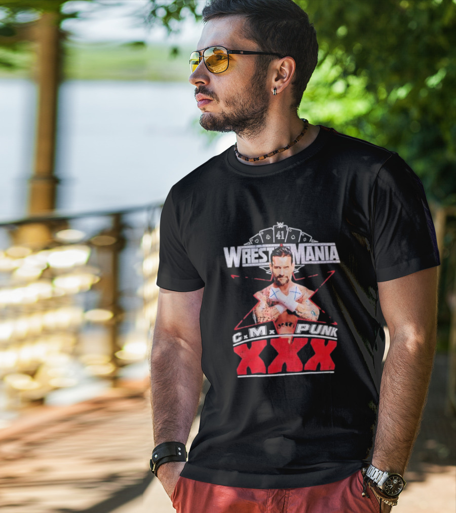 CM Punk WrestleMania XXX 41 Playing Cards Theme T-Shirt