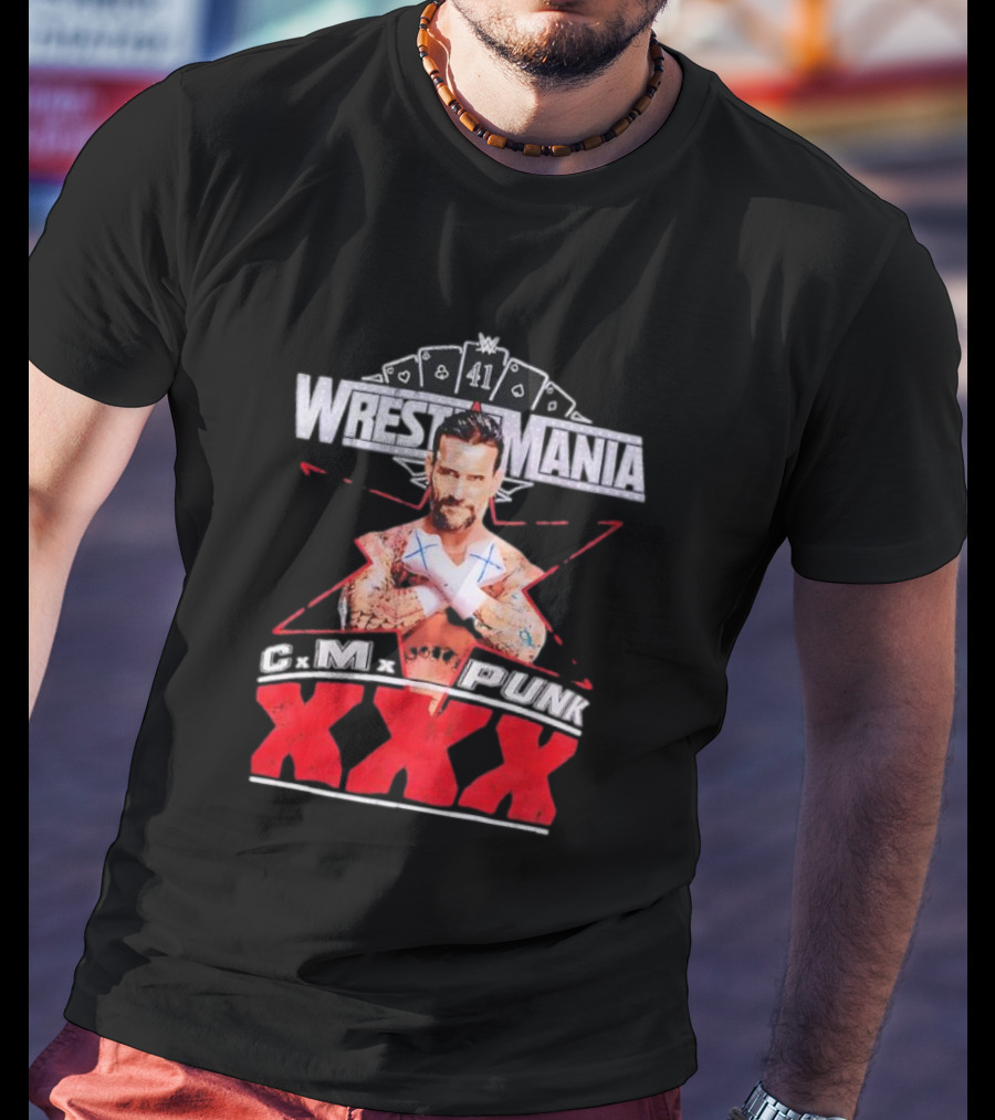 CM Punk WrestleMania XXX 41 Playing Cards Theme T-Shirt