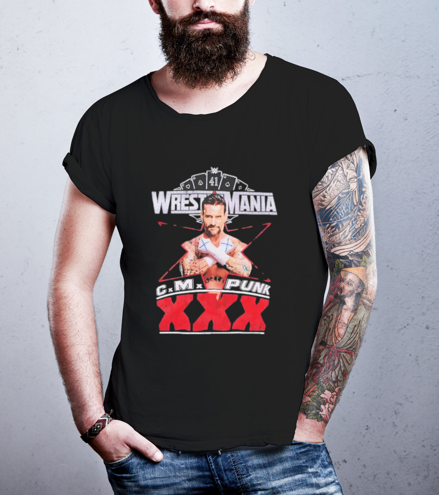 CM Punk WrestleMania XXX 41 Playing Cards Theme T-Shirt