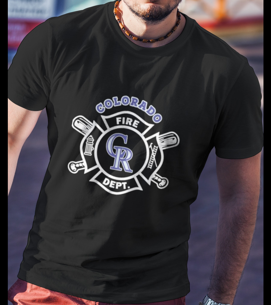 Colorado Rockies Fire Dept Firefighters Emblem With CR Logo T-Shirt