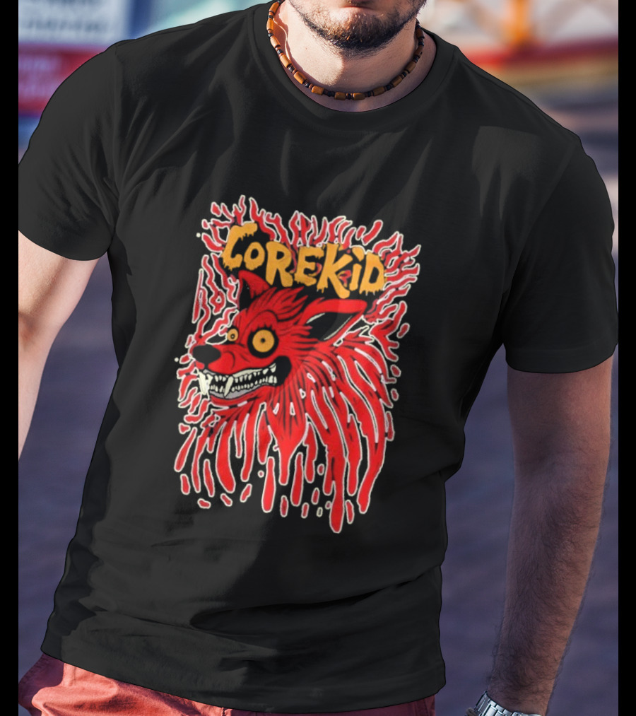 Corekid Blood Wolf Fiery Red Canine Artwork T-Shirt