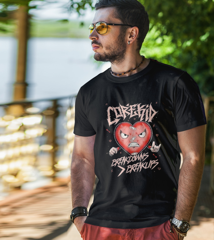 Corekid Breakdowns Breakups Angry Heart With Rock Hand Signs T-Shirt