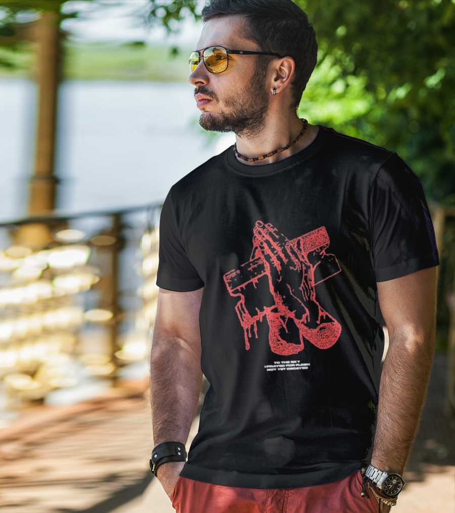 Counterparts To The Sky I Prayed For Flesh Not Yet Decayed Pray Dripping Hands Cross T-Shirt