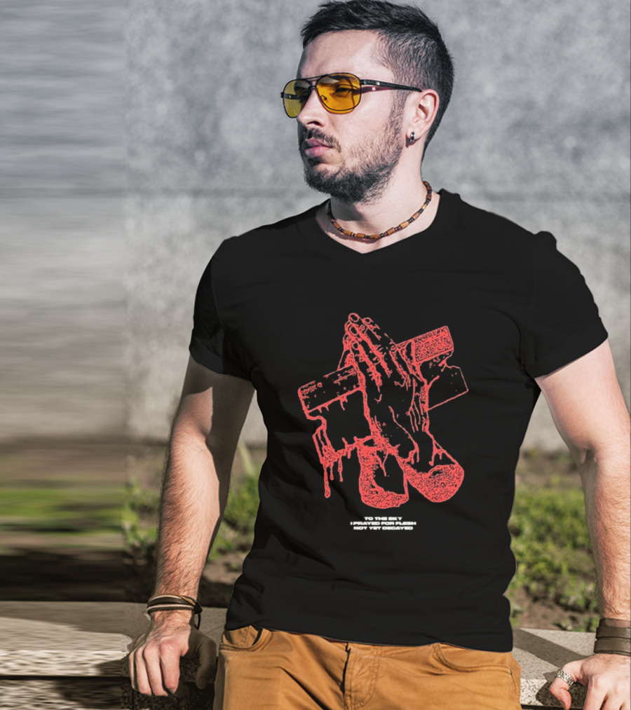 Counterparts To The Sky I Prayed For Flesh Not Yet Decayed Pray Dripping Hands Cross T-Shirt