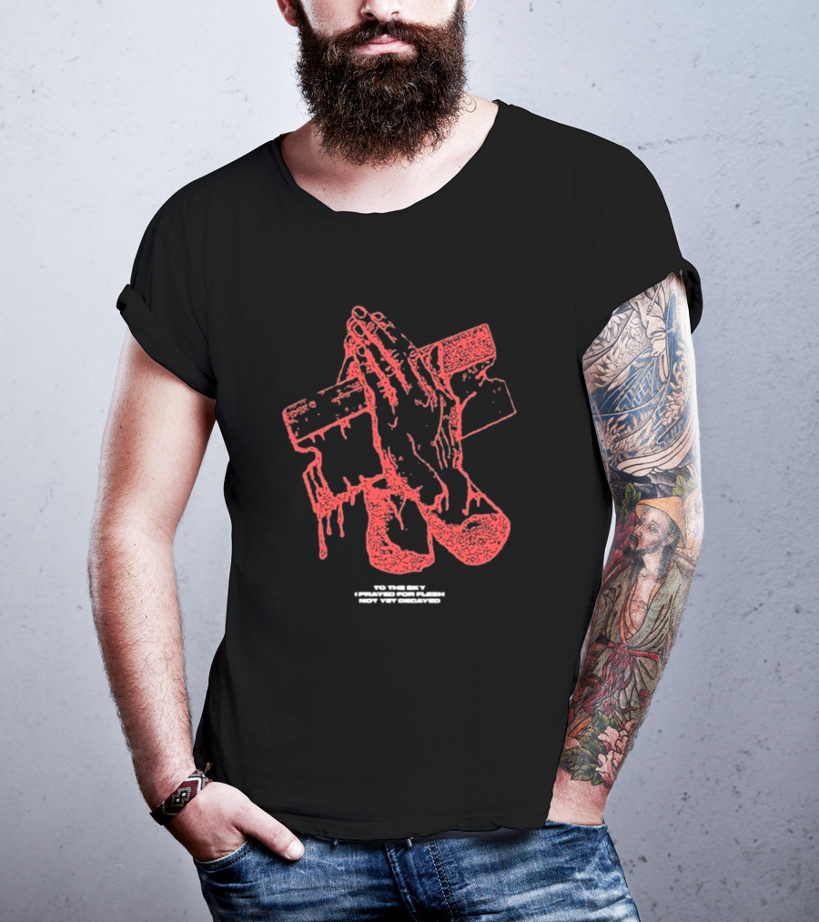 Counterparts To The Sky I Prayed For Flesh Not Yet Decayed Pray Dripping Hands Cross T-Shirt