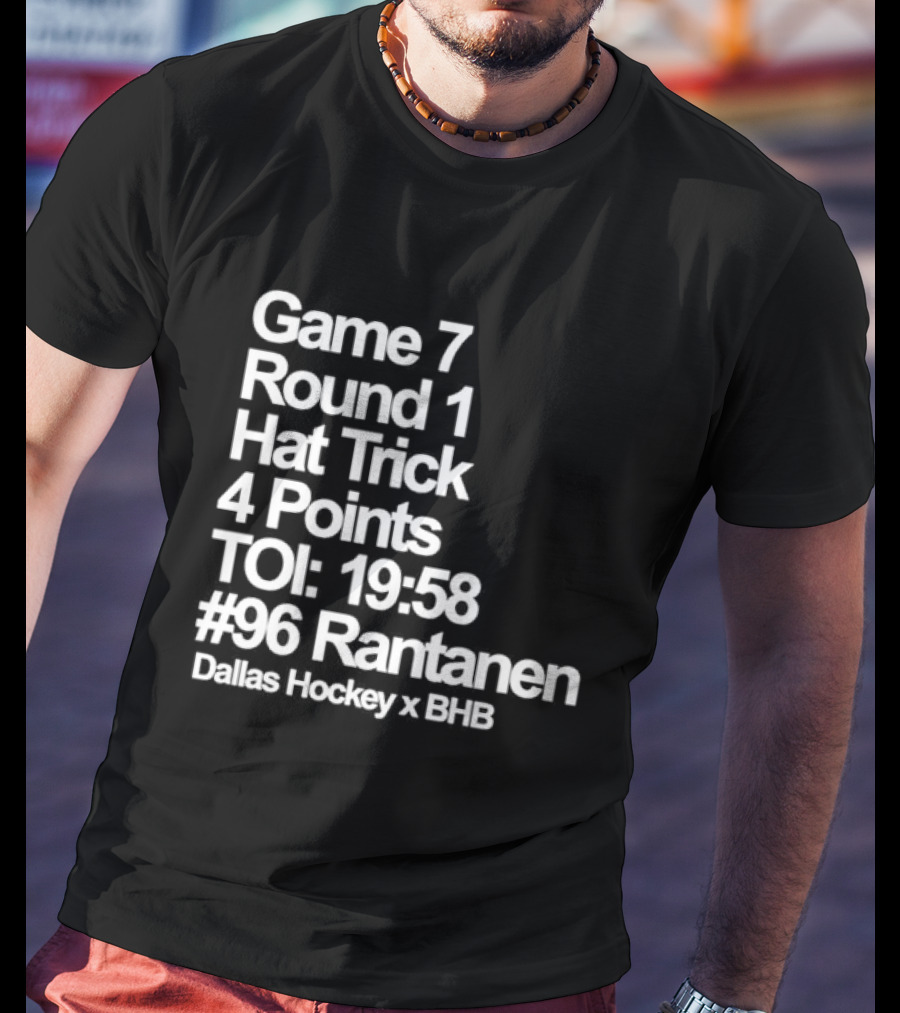 Dallas Hockey Game 7 Round 1 Hat Trick 4 Points TOI 19:58 #96 Rantanen T-Shirt