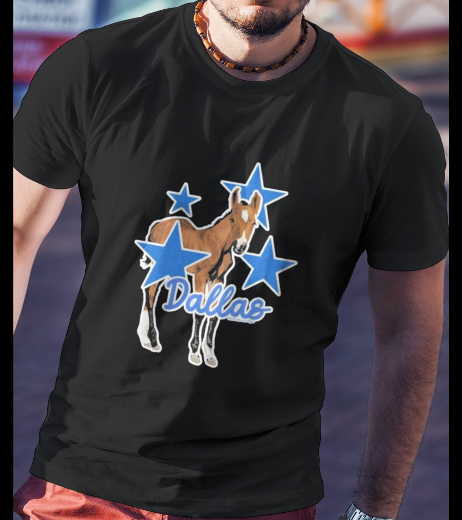 Dallas Horse With Blue Stars Iconic Design T-Shirt