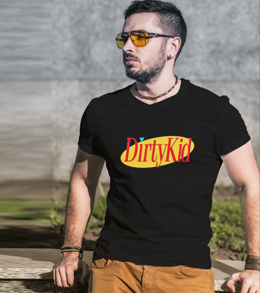 Dirty Kid Oval Bold Red Yellow Oval Style T-Shirt