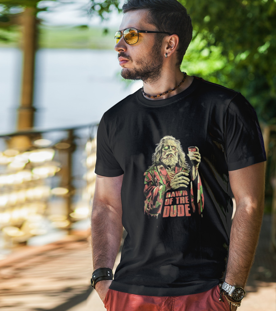 Zombie Dude Camo Robe Holding Drink Zombie Of The Dude T-Shirt