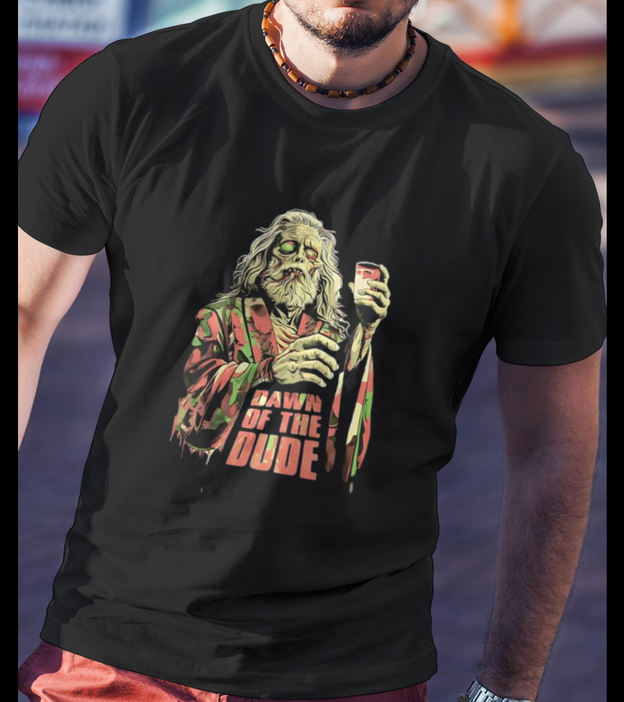 Zombie Dude Camo Robe Holding Drink Zombie Of The Dude T-Shirt