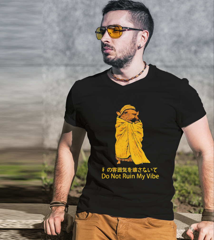 Do Not Ruin My Vibe Hamster Wrapped In Blanket With Japanese Text T-Shirt
