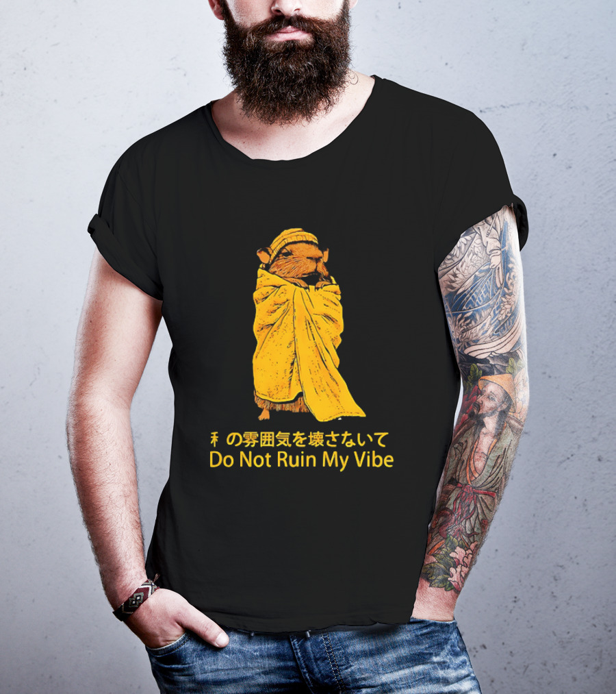 Do Not Ruin My Vibe Hamster Wrapped In Blanket With Japanese Text T-Shirt