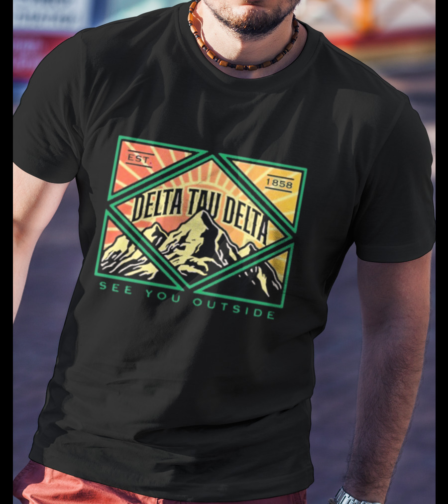 Delta Tau Delta See You Outside 1858 Mountain Sunburst T-Shirt