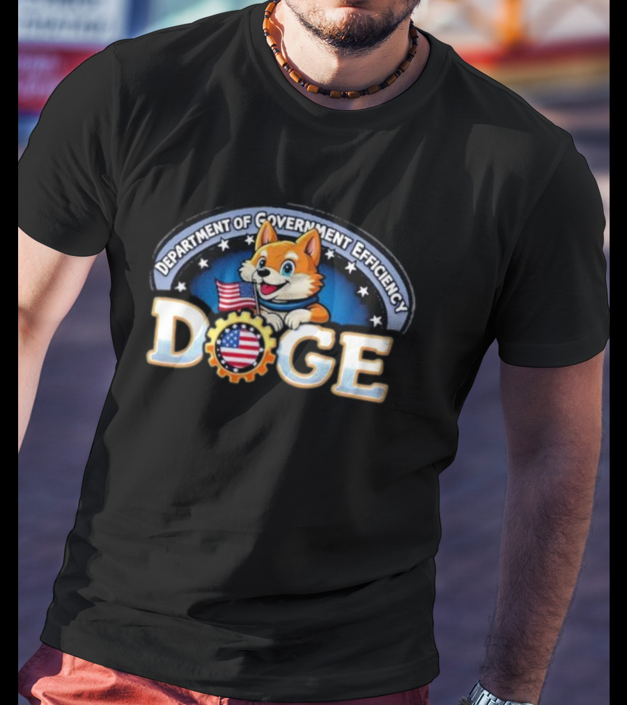 Doge Department Of Government Efficiency American Flag Pup Stars And Stripes T-Shirt