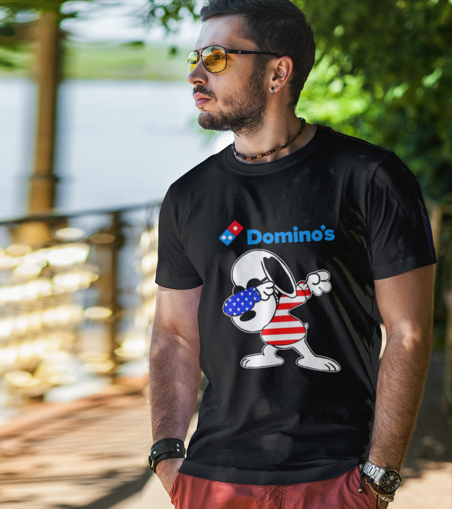 Domino’s Snoopy Dabbing American Flag Style T-Shirt