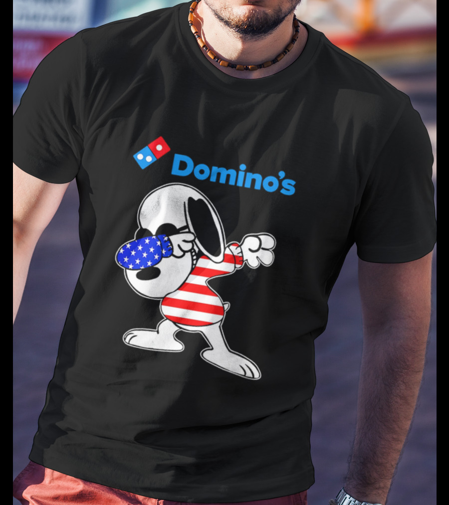Domino’s Snoopy Dabbing American Flag Style T-Shirt