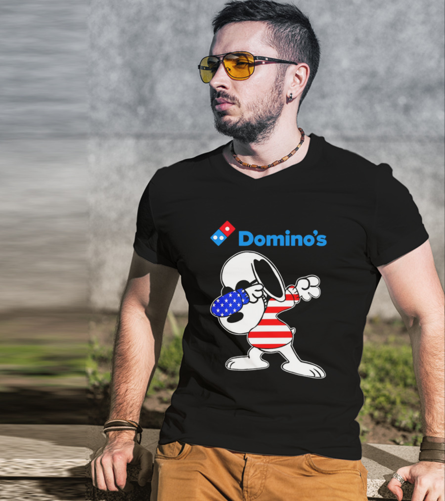 Domino’s Snoopy Dabbing American Flag Style T-Shirt
