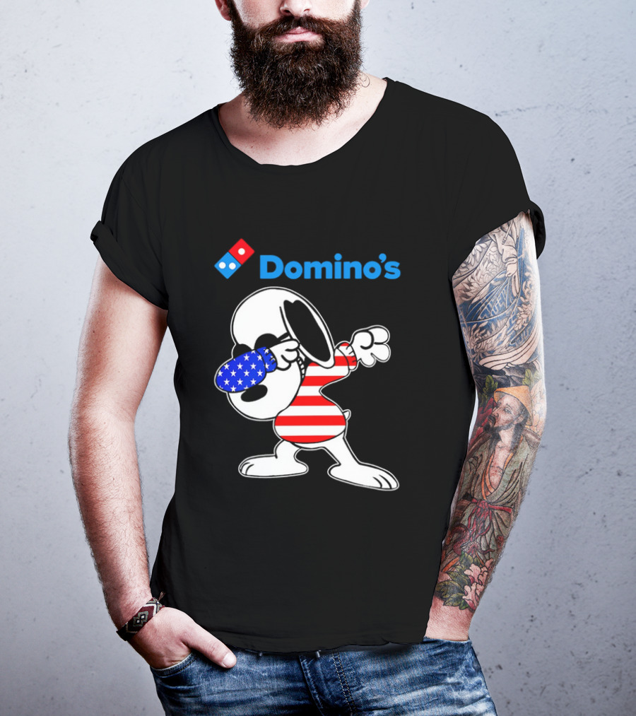 Domino’s Snoopy Dabbing American Flag Style T-Shirt