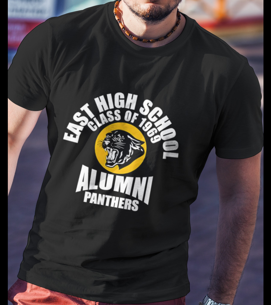 East High School Class Of 1969 Alumni Panthers Logo With Roaring Panther Face T-Shirt