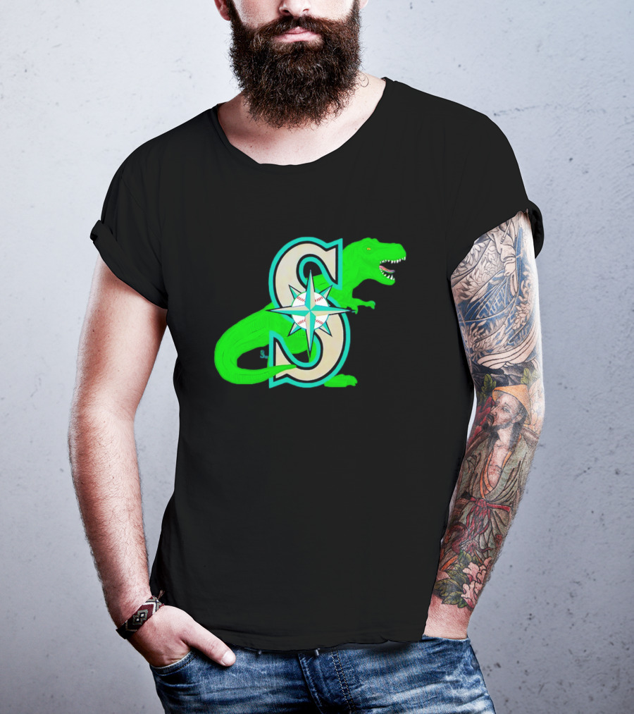 Seattle Mariners Dinosaur Baseball Team Emblem T-Shirt