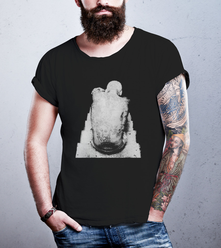 "Ekkstacy Tattooed Figure Sitting On Staircase Design" T-Shirt