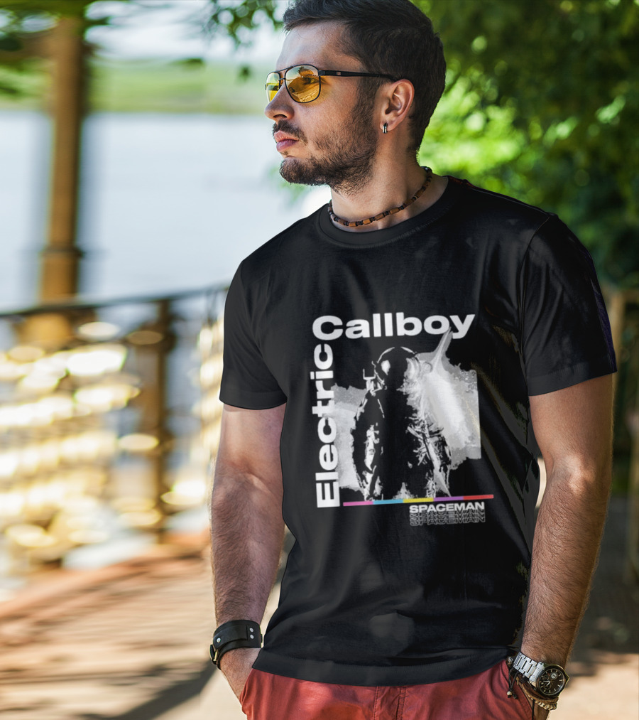 Electric Callboy Spaceman Cover Rainbow Text Starman Silhouette T-Shirt