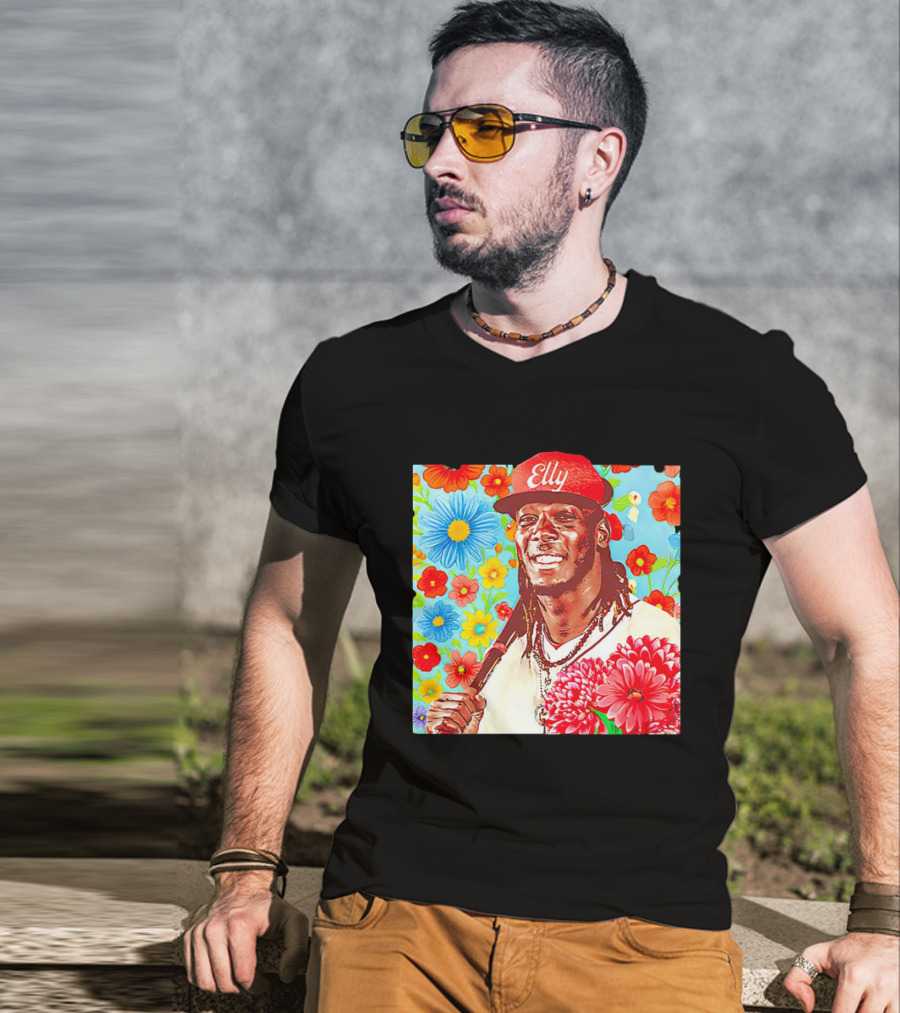 Elly De La Cruz Cincinnati Reds Floral Baseball Imagery T-Shirt