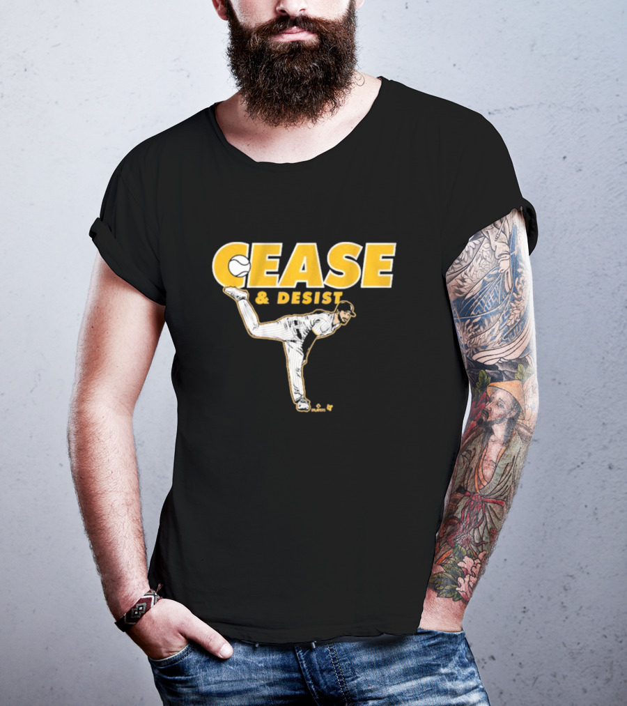 Cease And Desist Baseball Player Pitching Action T-Shirt
